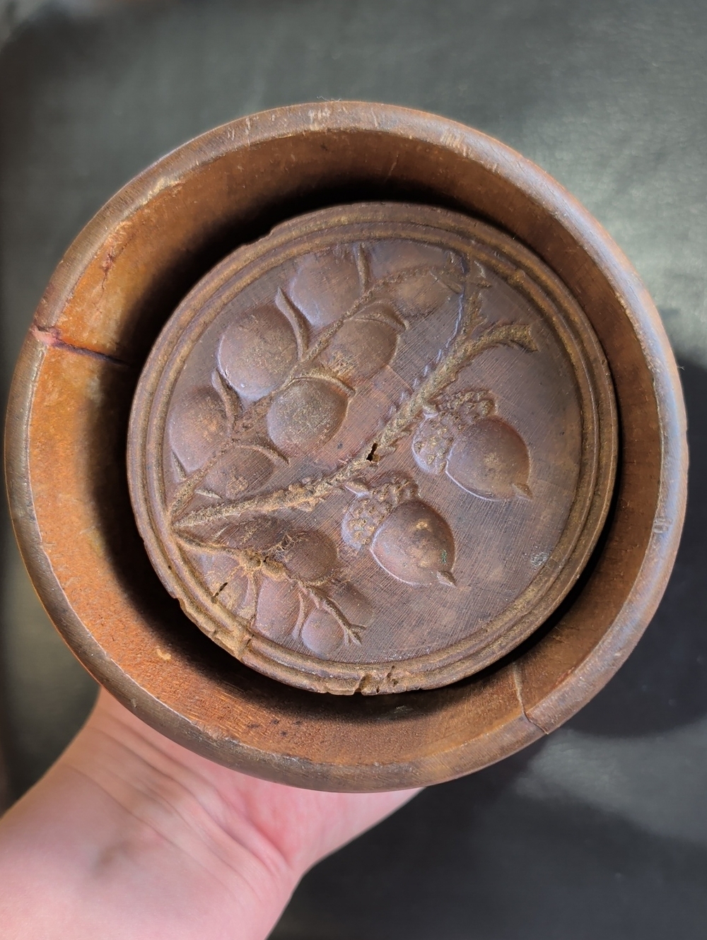 1800's Acorn Beechwood Butter Press